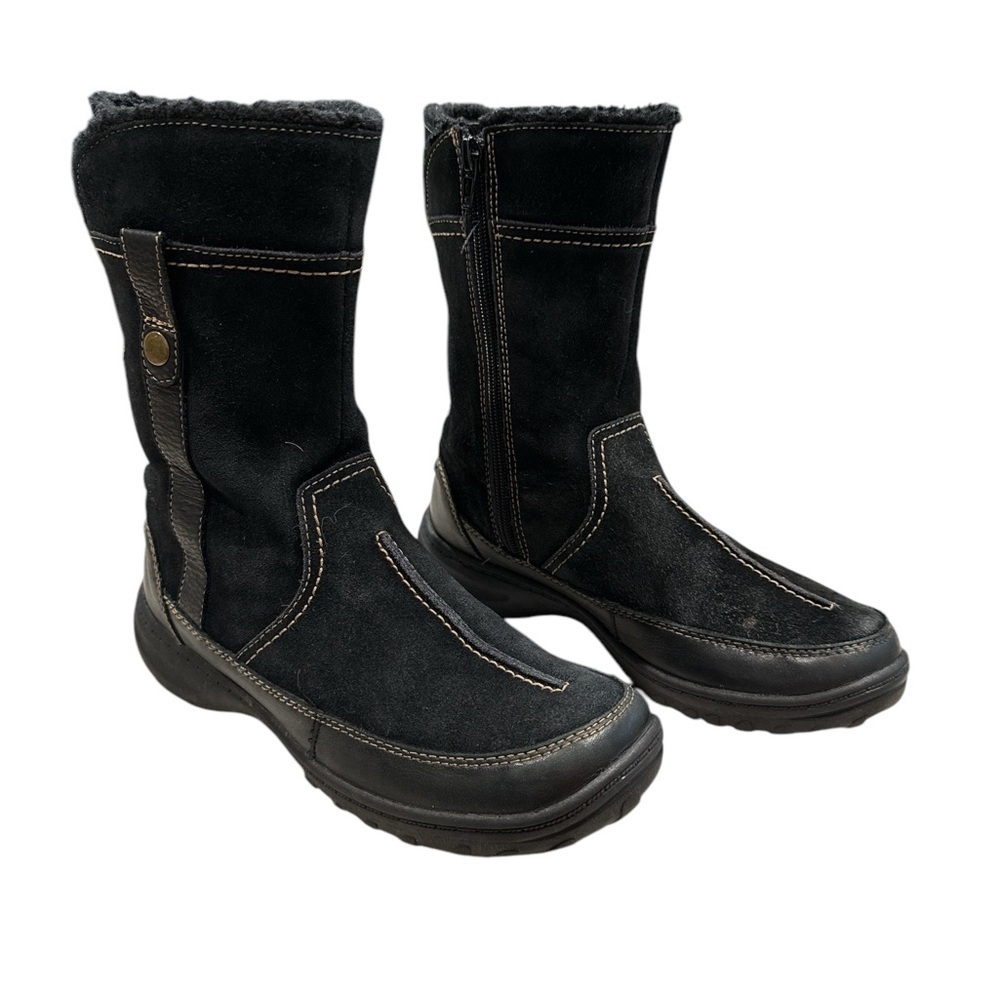 CLARKS BOOTS SIZE 7M Black Suede Winter Boots | Leather